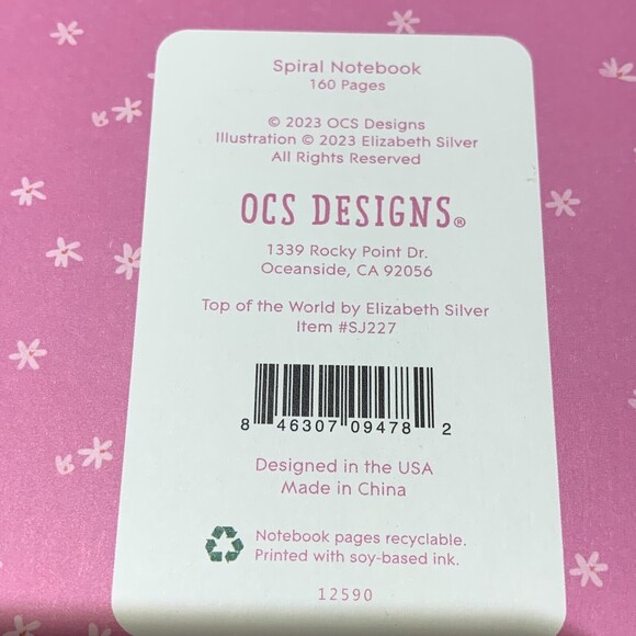 OCS Designs Mushroom Notebook Spiral Lined 160 Pages Top of the World - Picture 4 of 4